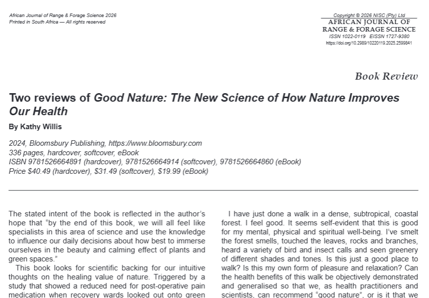 Two reviews of Good Nature: The New Science of How Nature Improves Our Health